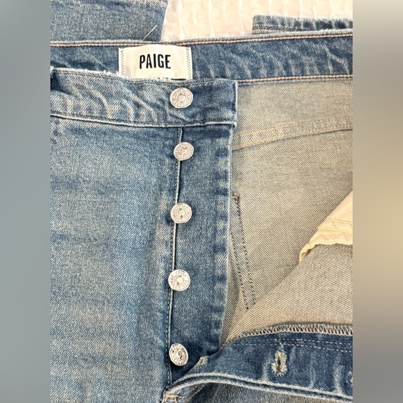 Paige Sawyer Straight Leg Covered Button Fly Jeans in Storybook 32 - Picture 14 of 16